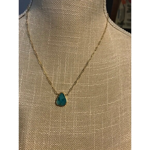 Gold and Turquoise Paperclip Chain Necklace - Picture 4 of 7